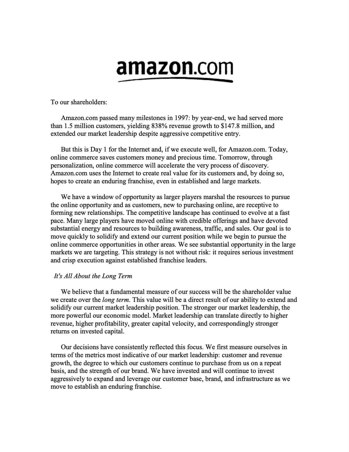Amazon Shareholder Letters
