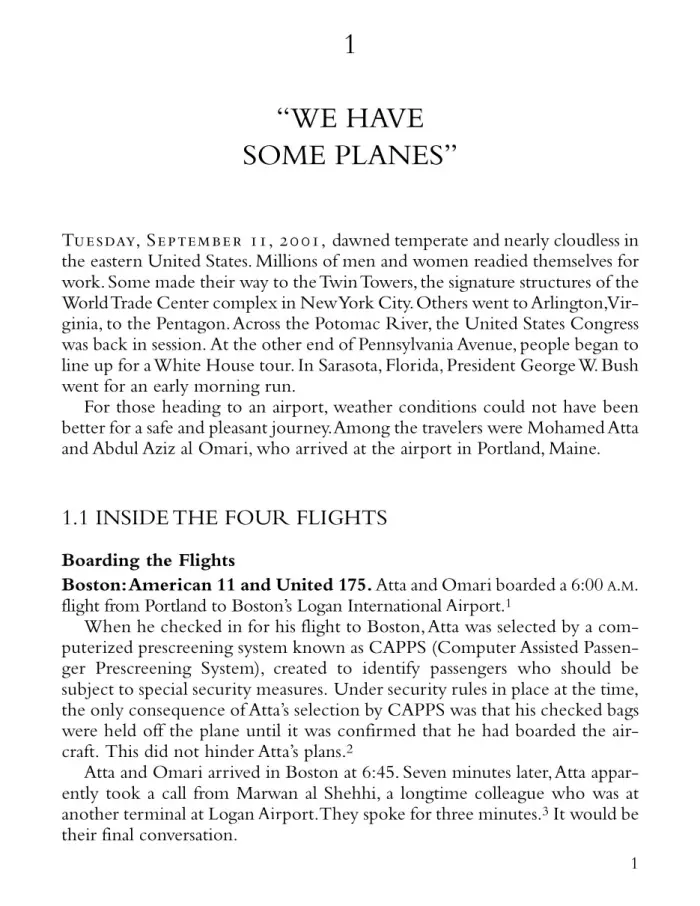 A page from The 9/11 Commission Report