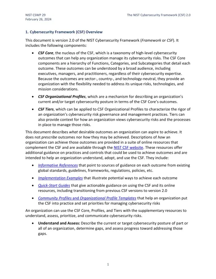 A page from The NIST Cybersecurity Framework (CSF) 2.0